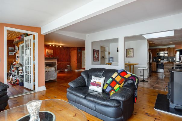 Interior, Kitchen, Living room, Stainless Steel Appliances, Wood Texture Flooring