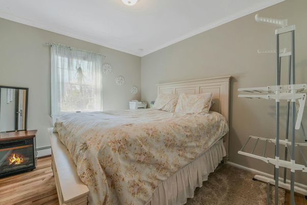 Bedroom, Fireplace, Interior, Wood Texture Flooring