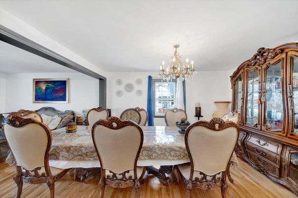 Chandelier, Dining room, Interior, Wood Texture Flooring