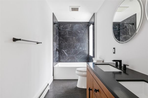 Bathroom, Dual Sink Vanities, Interior, Marble Walls