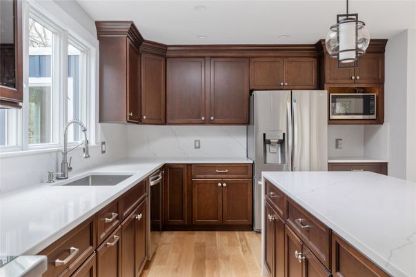 Interior, Kitchen, Recessed Lighting, Wood Texture Flooring