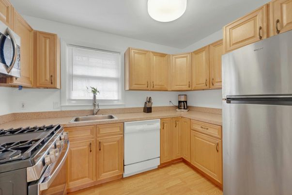 Interior, Kitchen, Stainless Steel Appliances, Wood Texture Flooring