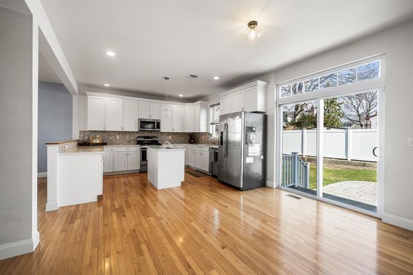Interior, Kitchen, Pendant Lights, Recessed Lighting, Wood Texture Flooring