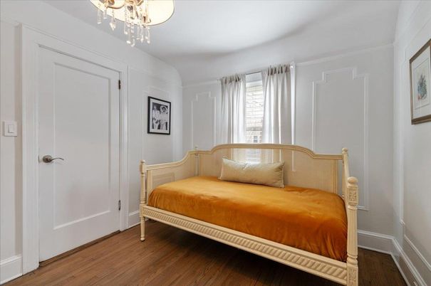 Bedroom, Chandelier, Interior, Wood Texture Flooring