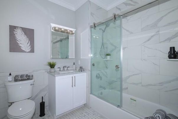 Bathroom, Glass Shower, Interior, Marble Walls
