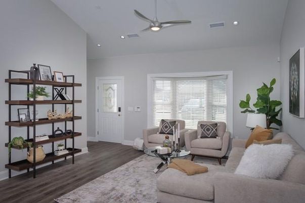 Interior, Living room, Recessed Lighting, Wood Texture Flooring
