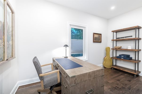 Home Office, Interior, Recessed Lighting, Wood Texture Flooring