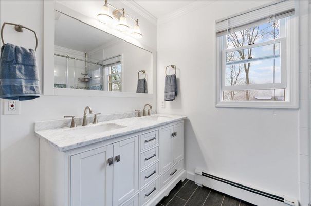 Bathroom, Dual Sink Vanities, Interior, Wood Texture Flooring