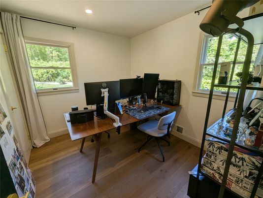 Home Office, Interior, Recessed Lighting, Wood Texture Flooring