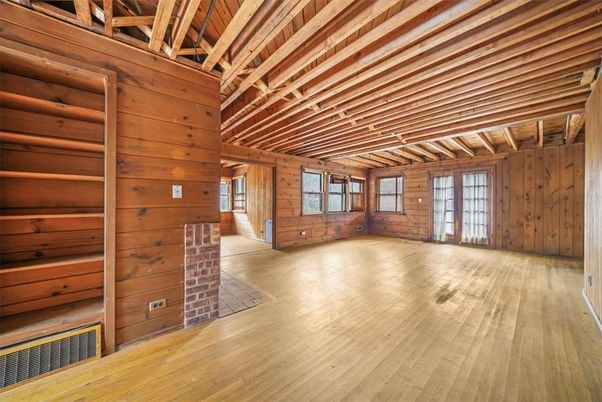 Empty room, Interior, Wooden Beams, Wooden Ceilings, Wood Texture Flooring, Wooden Walls