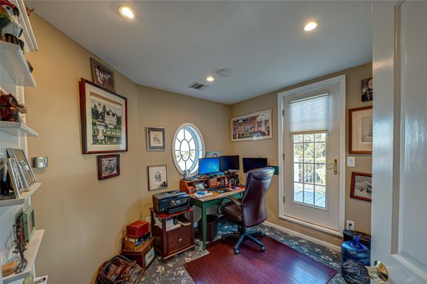 Home Office, Interior, Recessed Lighting, Wood Texture Flooring