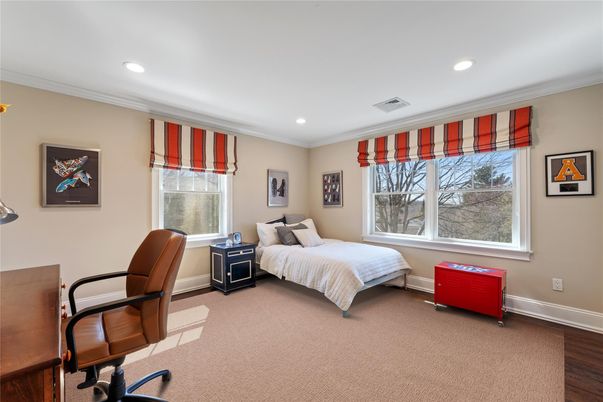 Bedroom, Home Office, Interior, Recessed Lighting, Wood Texture Flooring