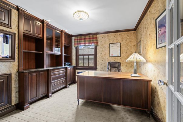 Home Office, Interior, Stone Walls, Wood Texture Flooring