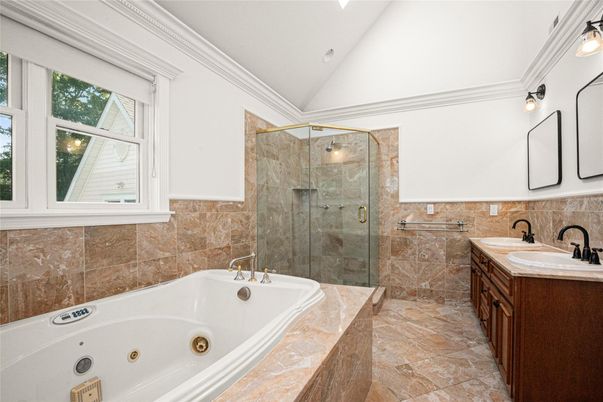 Bathroom, Dual Sink Vanities, Glass Shower, Interior