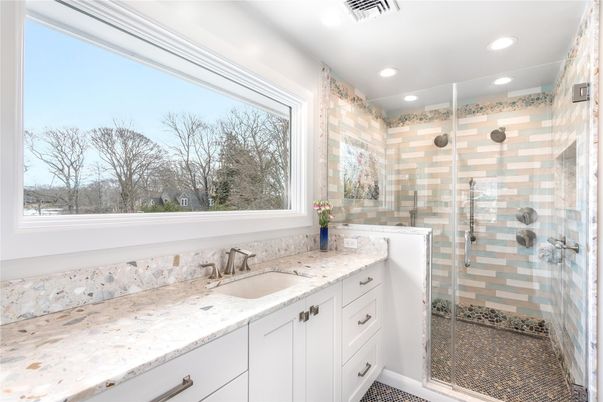 Bathroom, Glass Shower, Interior, Recessed Lighting