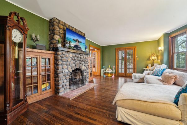 Bedroom, Fireplace, Interior, Wood Texture Flooring
