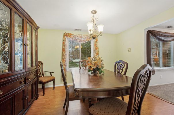 Chandelier, Dining room, Interior, Wood Texture Flooring