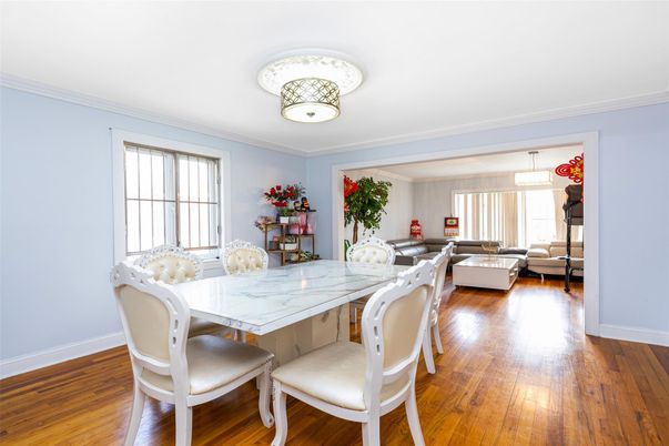 Dining room, Interior, Living room, Pendant Lights, Wood Texture Flooring