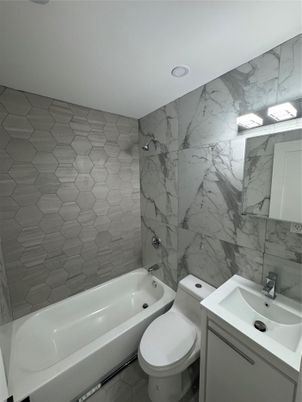 Bathroom, Interior, Marble Walls, Recessed Lighting