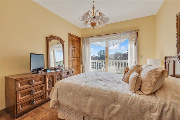 Bedroom, Chandelier, Interior, Wood Texture Flooring
