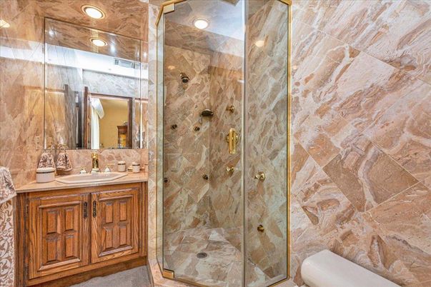 Bathroom, Glass Shower, Interior, Recessed Lighting