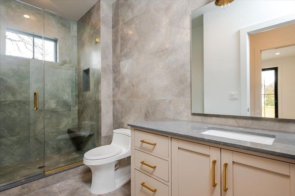Bathroom, Glass Shower, Interior, Recessed Lighting