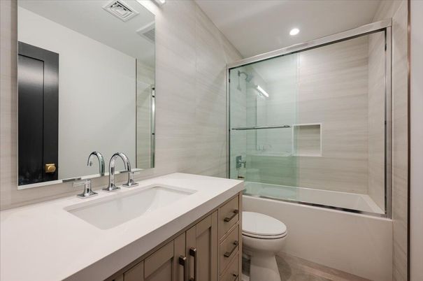 Bathroom, Glass Shower, Interior, Recessed Lighting