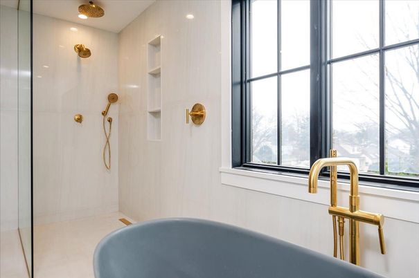 Bathroom, Glass Shower, Interior, Recessed Lighting