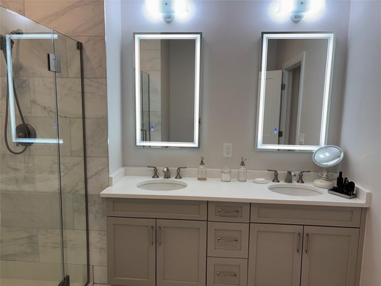 Bathroom, Dual Sink Vanities, Glass Shower, Interior