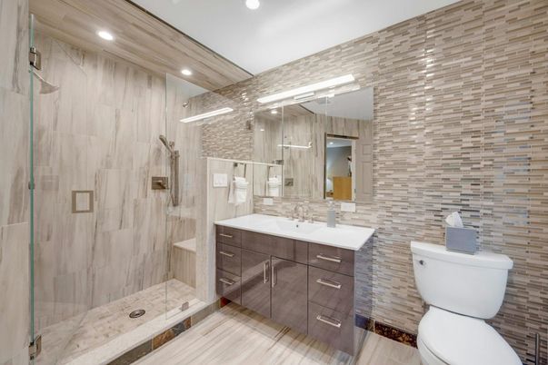 Bathroom, Glass Shower, Interior, Recessed Lighting