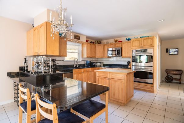 Chandelier, Interior, Kitchen, Recessed Lighting, Stainless Steel Appliances