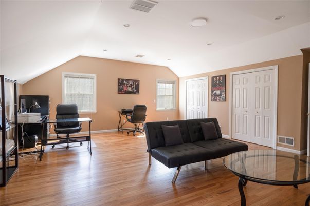 Home Office, Interior, Recessed Lighting, Wood Texture Flooring