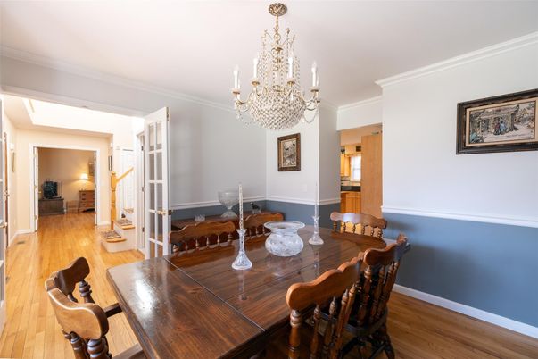 Chandelier, Dining room, Interior, Wood Texture Flooring