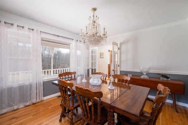 Chandelier, Dining room, Interior, Wood Texture Flooring