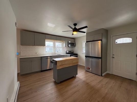 Interior, Kitchen, Stainless Steel Appliances, Wood Texture Flooring