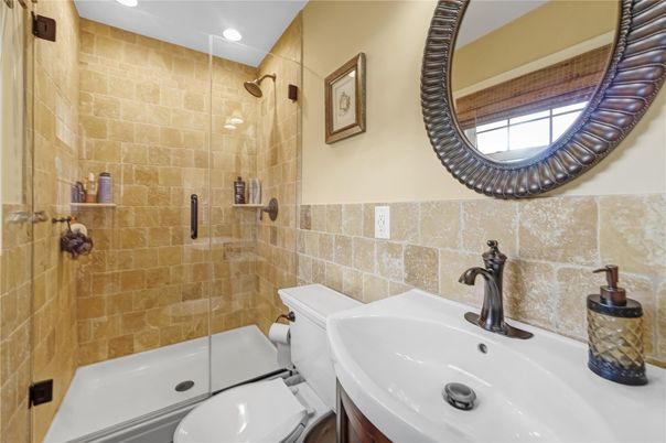 Bathroom, Glass Shower, Interior, Recessed Lighting