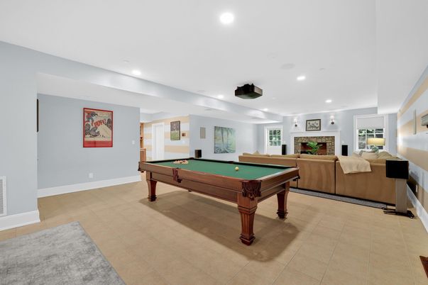 Billiard Table, Fireplace, Game Room, Interior, Recessed Lighting