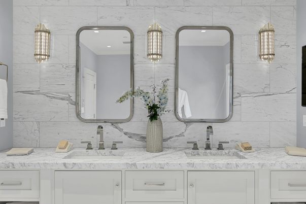 Bathroom, Dual Sink Vanities, Interior, Marble Walls