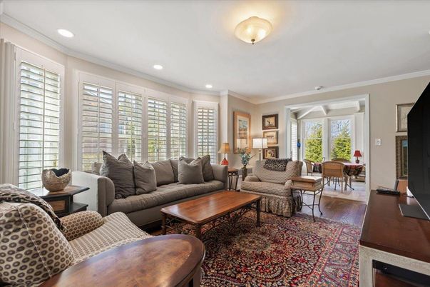 Dining room, Interior, Living room, Recessed Lighting, Wood Texture Flooring