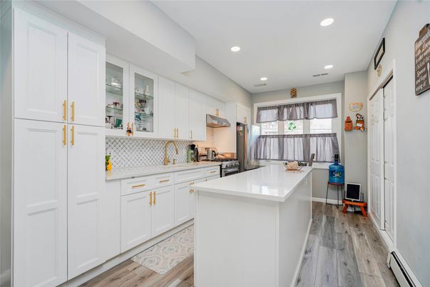 Interior, Kitchen, Recessed Lighting, Wood Texture Flooring