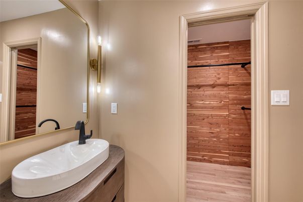 Bathroom, Interior, Wood Texture Flooring, Wooden Walls