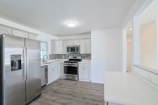 Interior, Kitchen, Stainless Steel Appliances, Wood Texture Flooring