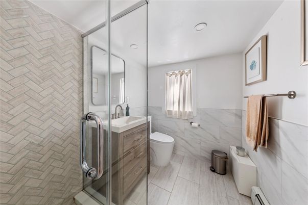 Bathroom, Interior, Recessed Lighting, Wood Texture Flooring