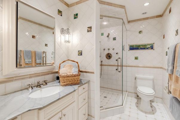 Bathroom, Glass Shower, Interior, Recessed Lighting