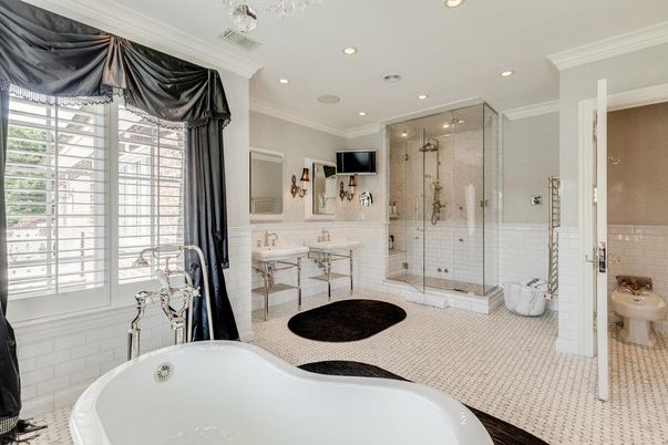 Bathroom, Glass Shower, Interior, Recessed Lighting