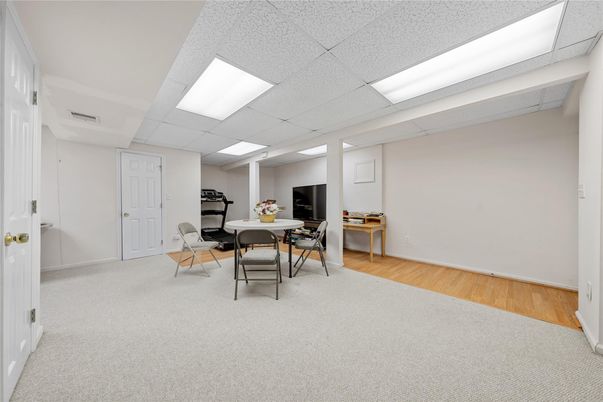 Dining room, Interior, Recessed Lighting, Wood Texture Flooring