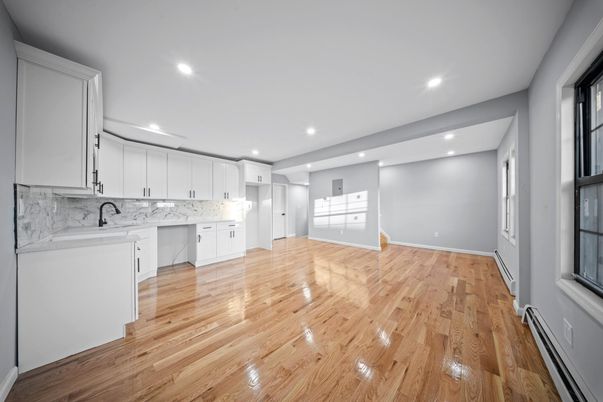 Interior, Kitchen, Recessed Lighting, Wood Texture Flooring