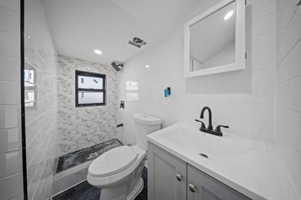 Bathroom, Glass Shower, Interior, Recessed Lighting