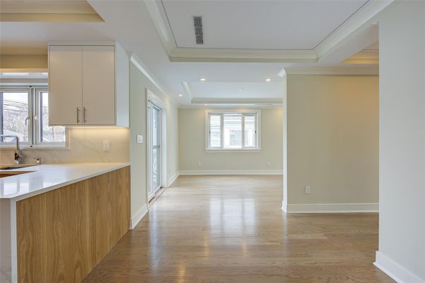 Interior, Kitchen, Recessed Lighting, Wood Texture Flooring