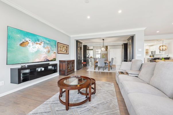 Dining room, Interior, Kitchen, Living room, Pendant Lights, Recessed Lighting, Wood Texture Flooring
